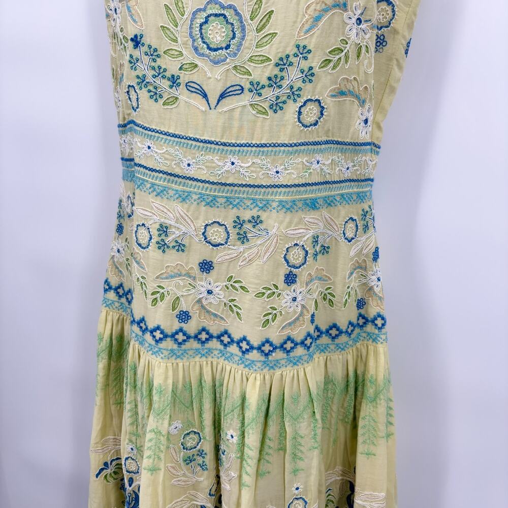 Sundance Dress Small Maxi Embroidered Floral Tiered Cotton Silk Beach Resort EUC - Picture 5 of 11